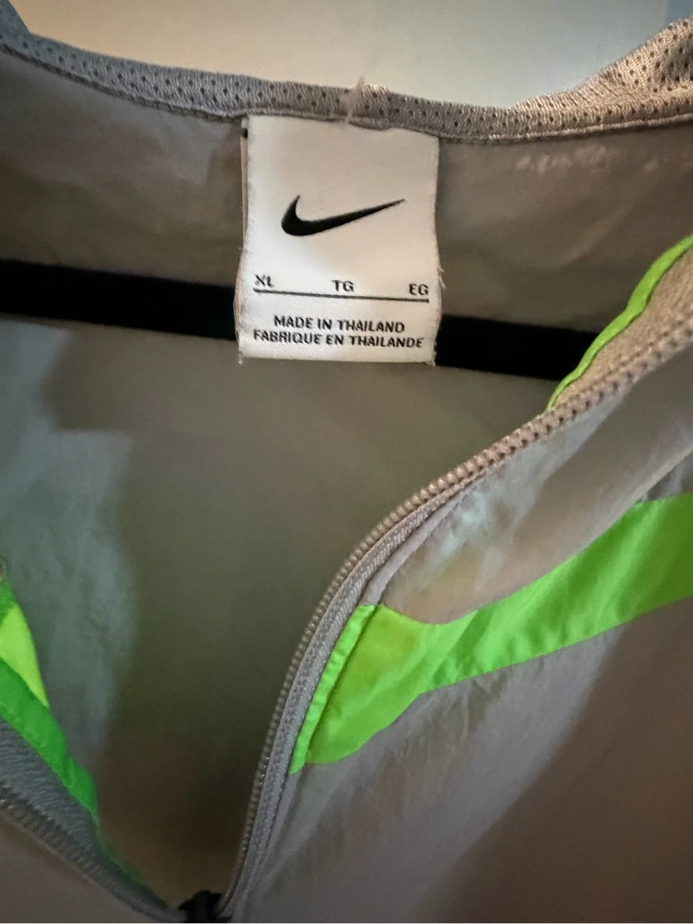 Nike Kids Gray, Black & Neon Green Hooded Windbreaker